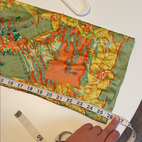 Cynthia Rowley Size 8 Yellow Orange Green Hawaii Patterned Silk Pants - Picture 8 of 8